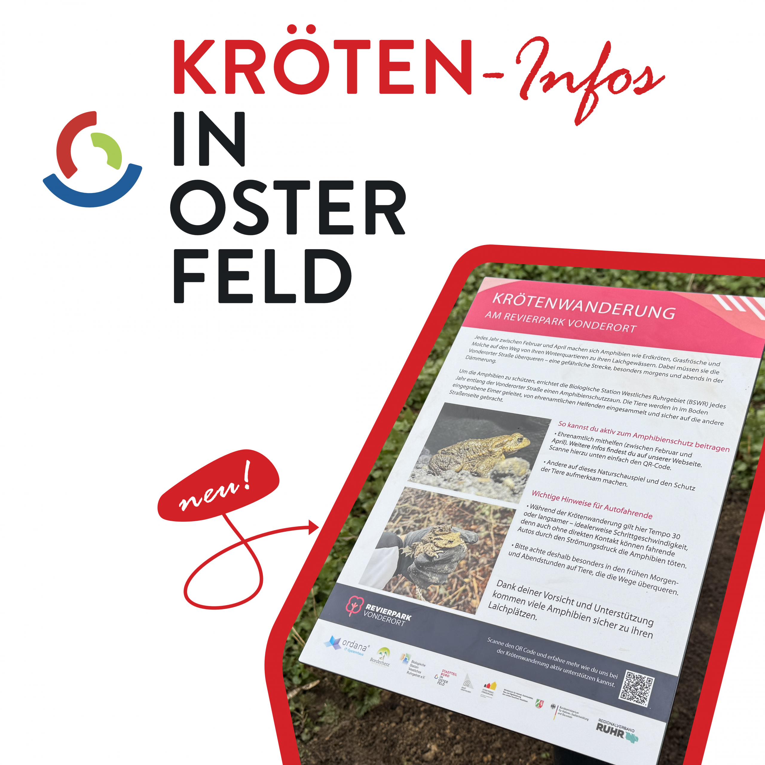 NEUE INFORMATIONSSCHILDER ZUR AMPHIBIENWANDERUNG IM REVIERPARK